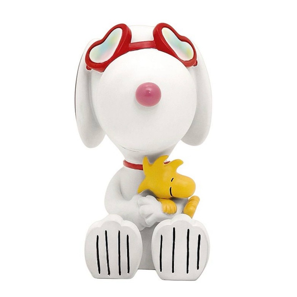 Peanuts Snoopy Valentine’s Resin Figurine with Red Heart Glasses & Woodstock New